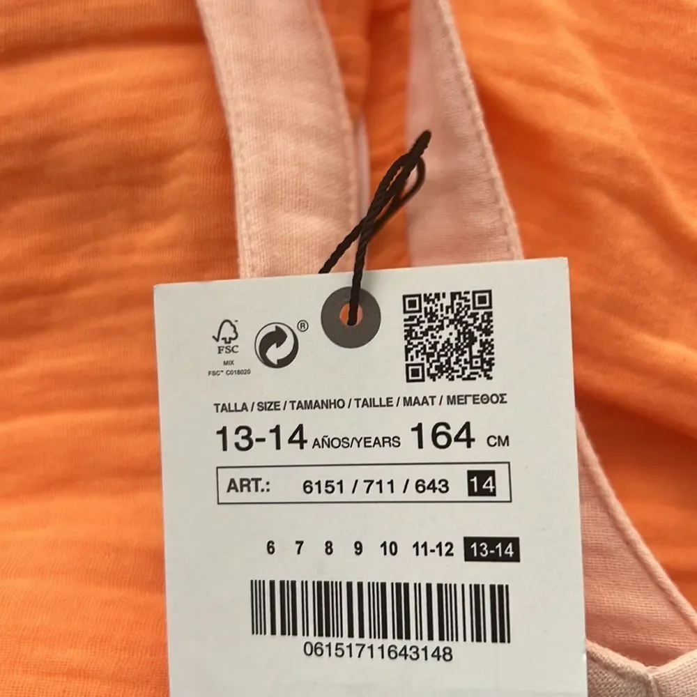 ZARA Kids | Tangerine | PIPED TEXTURED DRESS